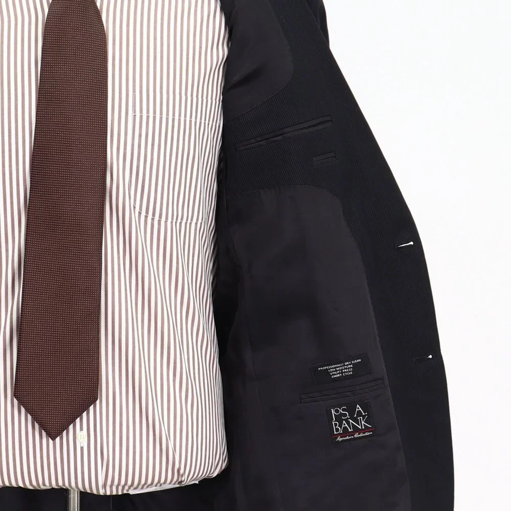 Jos. A. Bank 43L Black Solid 2-Button Sport Coat Blazer Jacket B772